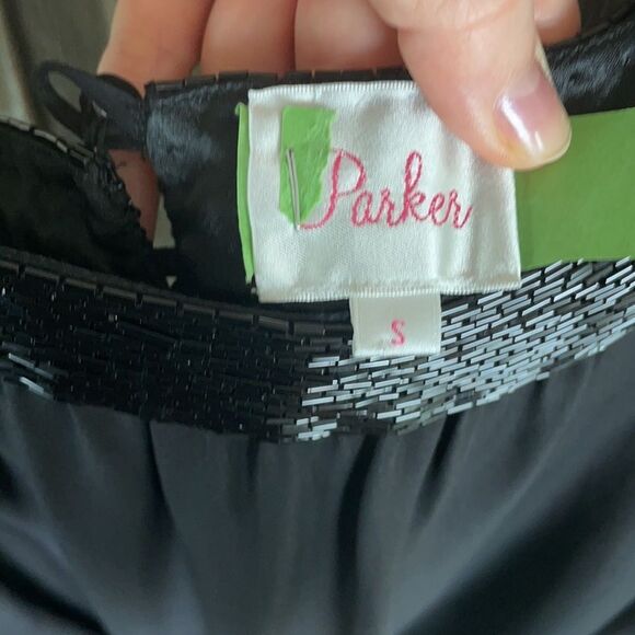 Parker silk beaded blouse sheet top black small - Picture 15 of 15